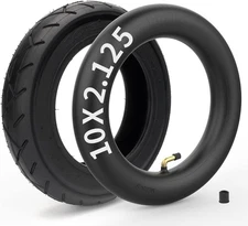 10x2.125 Tire and Inner Tube with 0° Valve Stem Compatible Valve, Black 