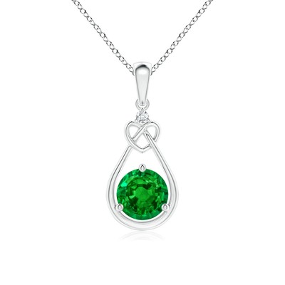 Angara 0,76 ct natürlicher Smaragd Anhänger Halskette mit Diamant für Frauen in Silber