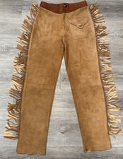 Polo Country Ralph Lauren Suede Leather Fringe Pants Made in USA Size 10 Western