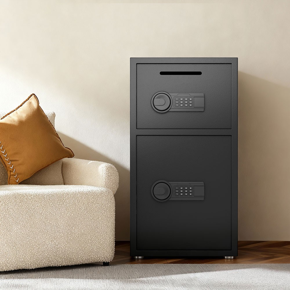 Steel Security Safes with Jewelry Drawer Room, Money Safe with Adjustable Shelf