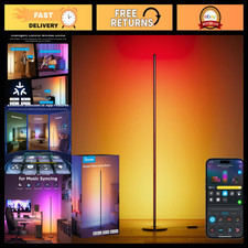 RGBIC Floor Lamp, 1000lm LED Corner Light, Adjustable Color Mood Lighting, Black