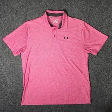 Under Armour Golf Polo Shirt S/S Loose Fit Heatgear Pink Heather Men  s XL