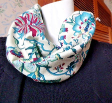 Liberty Varuna Wool  neck-warmer cowl/snood reversible floral