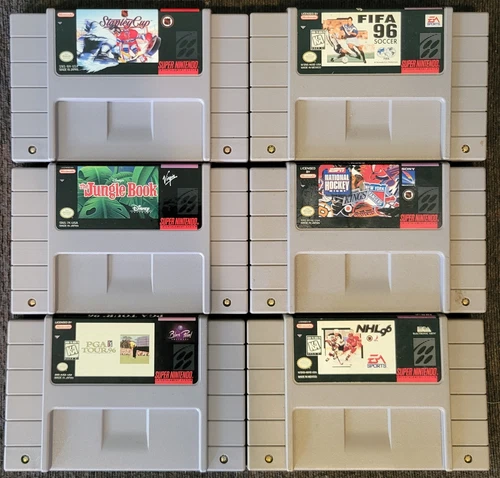 Lot Of 6 SNES Games Super Nintendo Jungle Book Hockey Golf Tested Retro Goodness