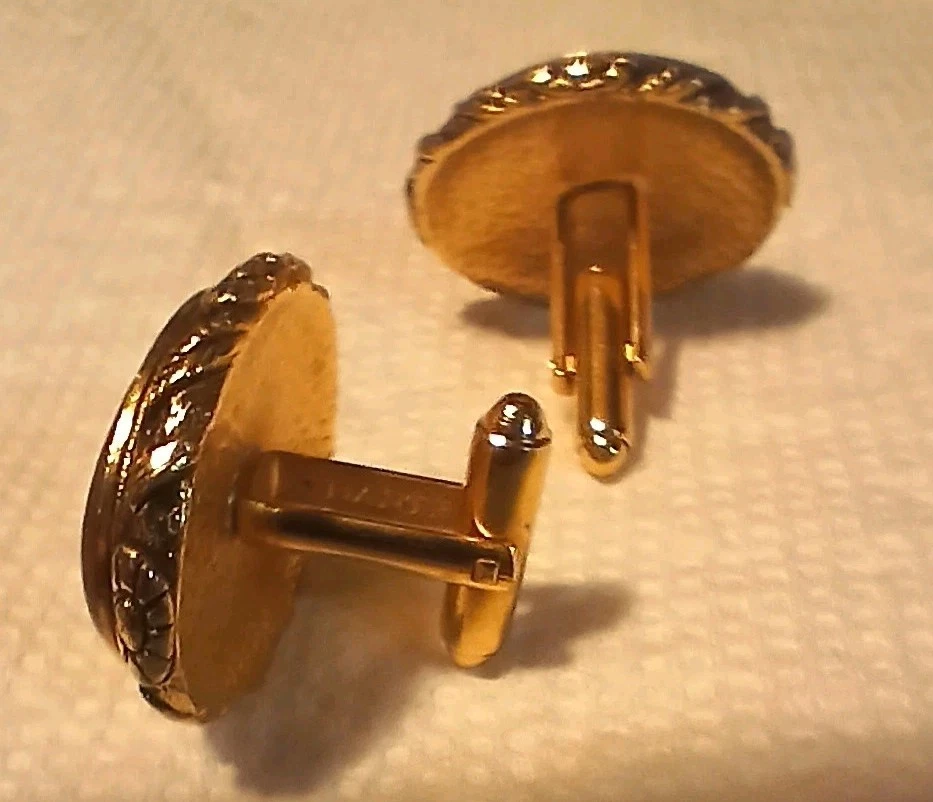 Gemelos camafeo vintage marcados Dante el Beso diosa desnuda marrón dorado Foto 4 de 4