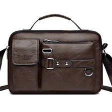 Men's Retro Messenger Bag with Waterproof Design Large Capacity Laptop Briefcase
