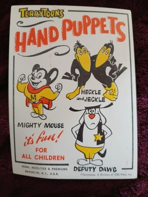 1960's Henal Novelties TERRYTOONS HAND PUPPETS SIGN - Vintage Vending