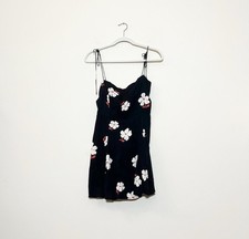 Reformation Sarah Mini Dress Black Red White Floral Size 2 Strappy Sundress