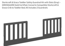 NEW Storkcraft/Graco Toddler Safety Guardrail Kit w/ Slats grey incudes 2 Rails