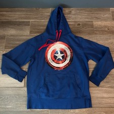 Marvel Captain America Shield Hoodie Pullover Graphic Sweatshirt Mens Medium
