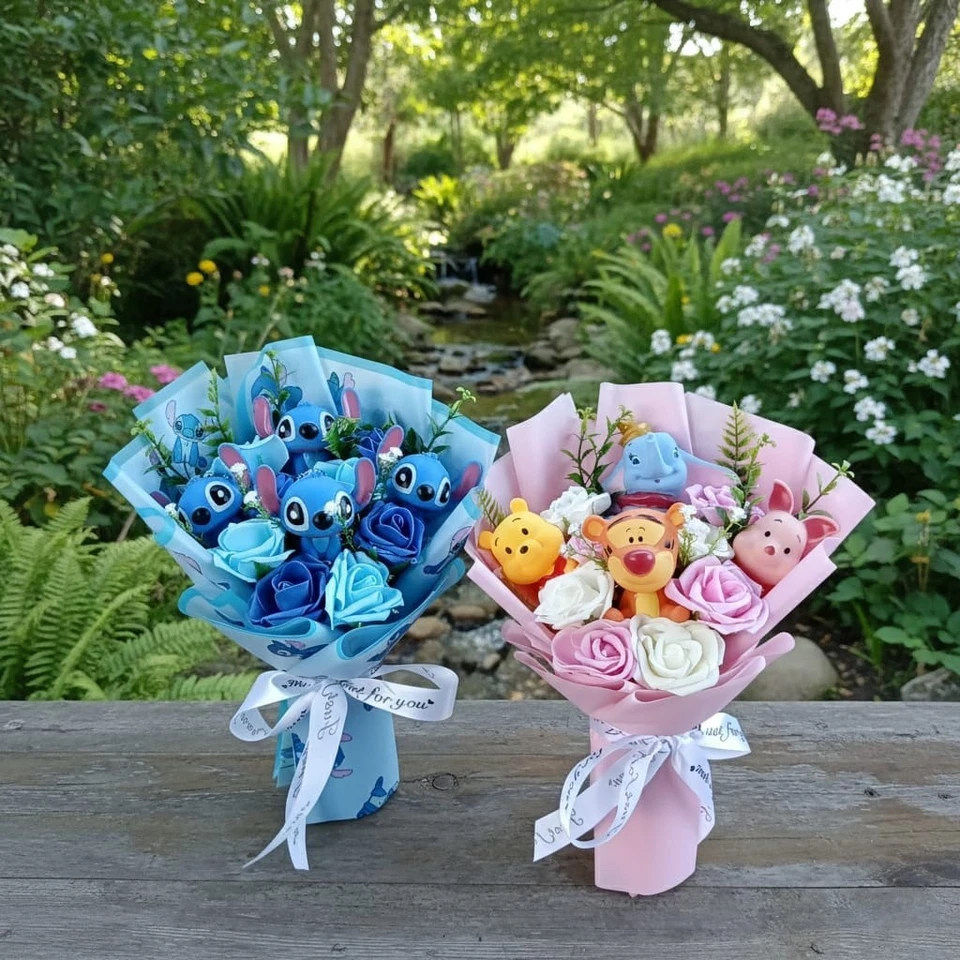 Buquê de ponto presente de aniversário para suas rosas de pelúcia flores Winnie the pooh Dumbo - Imagem 3 de 4