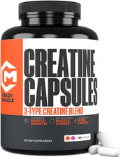 Creatine Capsules 5g Premium 3X ThreeAtine Pre Workout Bulk Muscle Mass Gainer