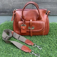 Dooney & Bourke Florentine Toscana Ginger Leather Front Pocket Satchel Bag VTG