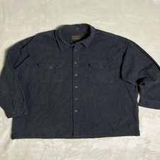 Vtg. St. John's Bay Chamois Cloth Flannel Men's 2XL Gray Button Up Camp Cottage