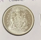 1964 Uncirculated Canada 50 Cents Half Dollar 0.8000 Silver ASW 0.3 Oz Free Ship