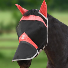 Horse Fly Mask with Ears  Long Nose Cover, UV Protection, Fine