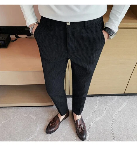 Business Casual Suit Pants For Men Clothing Fit Formal Wear Trousers 36 - Imagen 20 de 30