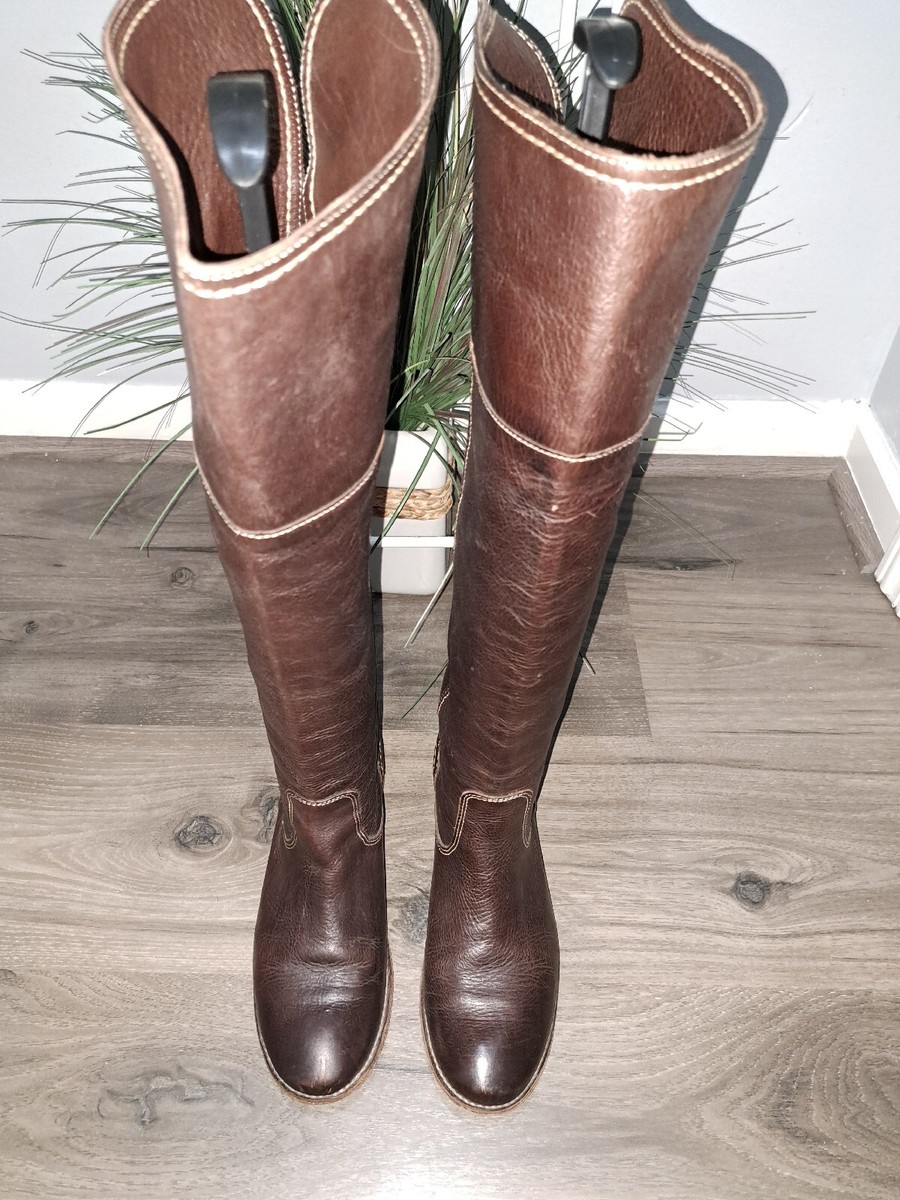 Frye Women 77061 Paige Brown Leather Knee High Riding Boots Sz