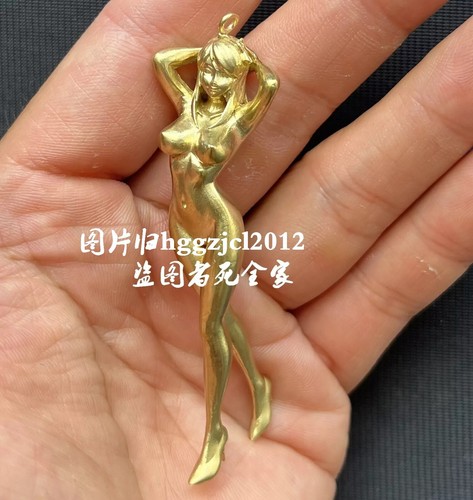 Brass Nude Girl Statue Art Naked Walking Beauty Slender Model Pendant Decor