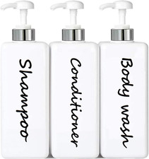 21Oz Shampoo and Conditioner Dispenser Set of 3 Modern Refillable Shampoo Pump