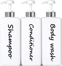 21Oz Shampoo and Conditioner Dispenser (Set of 3) Modern Refillable Shampoo Pump