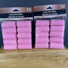 2X NEW SEALED 10 Packs Basic Solutions Pink Foam Hair Rollers