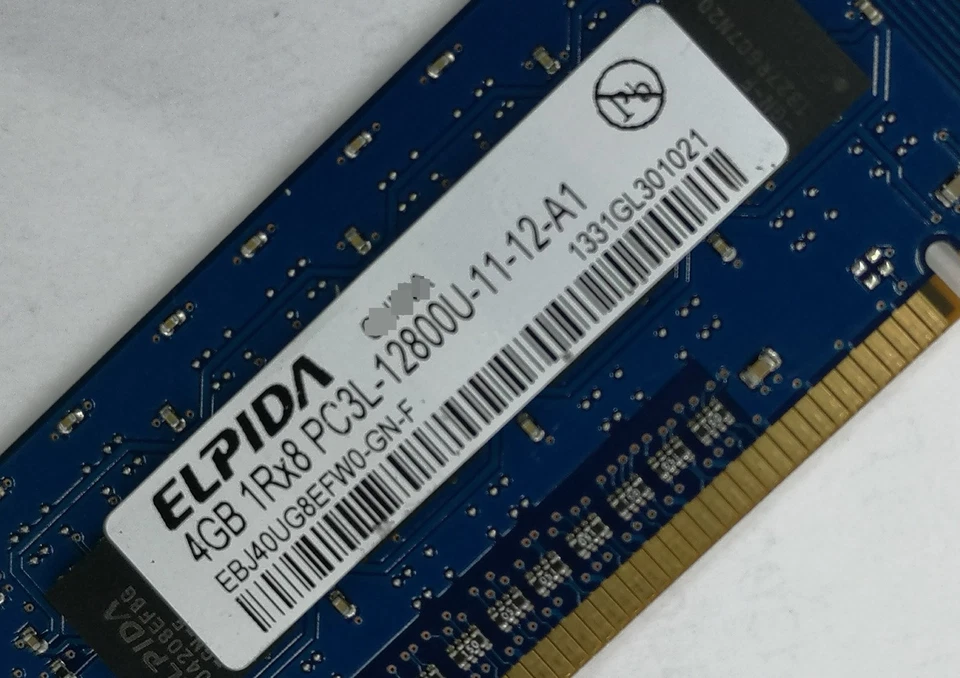 ELPIDA 4GB DDR3 1600 Desktop DIMM RAM 1Rx8 PC3L-12800U EBJ40UG8EFW0-GN-F 240pin - Image 2 of 3