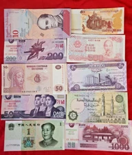 MIXED LOT 10 DIFFERENT WORLDWIDE  PAPER MONEY BANKNOTES CURRENCY  UNC NEW 