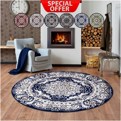 Traditionelle Rund Teppiche Wohnzimmer Schlafzimmer Flur Kreis Teppich Carpet 120x120cm