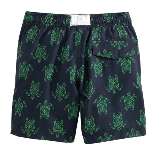 $59.50 Southern Tide Turtle Swim Trunk Polyester Navy-green size YOUTH XL - Picture 2 of 2