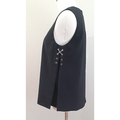 Alexander Wang Black Top Vest Shell Silver 'X' Hardware Size 4 MSRP $449.00