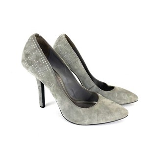 light gray suede pumps