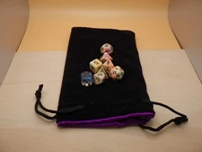 5x8" Velvet Dice Bag, Satin Lined - Purple - Tabletop Roleplay Gaming Pouch