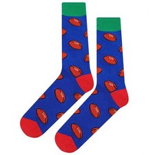 NWT Football Dress Socks Novelty Men 8-12 Blue Crazy Fun Sockfly