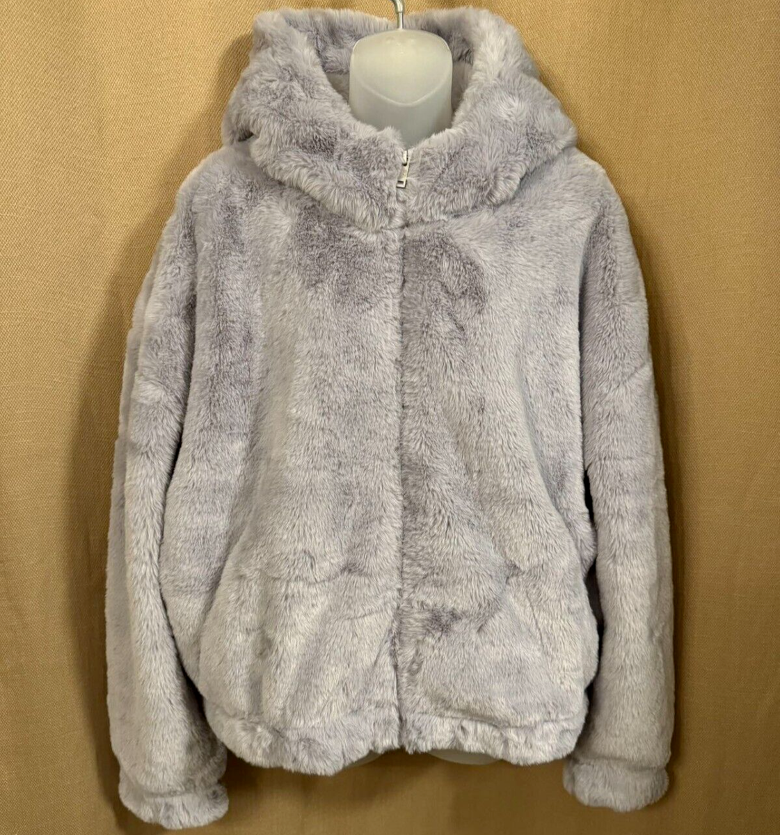 UGG Women's Mandy Faux Fur Hoodie Ii Sweater Cloudy Grey XL