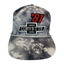 Vintage 80s Chevrolet Corvette Gray Black Rope Hat Chevy Patch GM 81 Dad Cap 90s