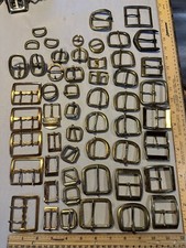 Vintage NOS Heel Bar Buckles Lot x54 Brass Bronze Plated Belt Strap Horse Tack