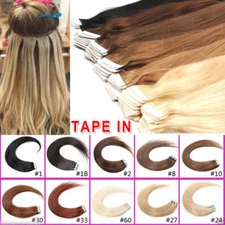 Double Drawn Blonde Weft Tape In Remy Human Hair Extensions 14-26Inch Full Head