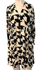 ZARA XS Black White Geometric Print Dress Baby Doll Button Front