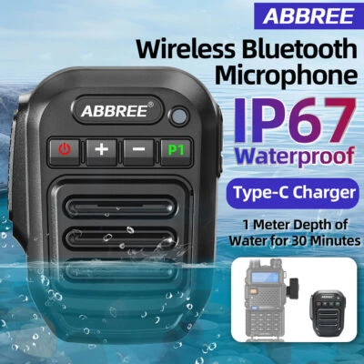 ABBREE Wireless Bluetooth Waterproof Handheld Speaker Mic For Walkie Talkie