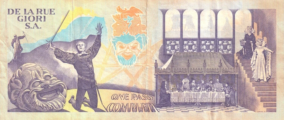 🇬🇧 UK , ENGLAND, 1932 , De La Rue * William Shakespeare £ 1 Pass, * Specimen * - Image 2 of 2