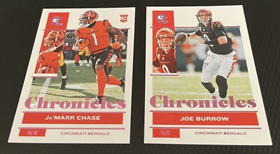 2021 Panini Chronicles Joe Burrow - Ja 'Marr Chase RC Bengals Pink Parallel Lot