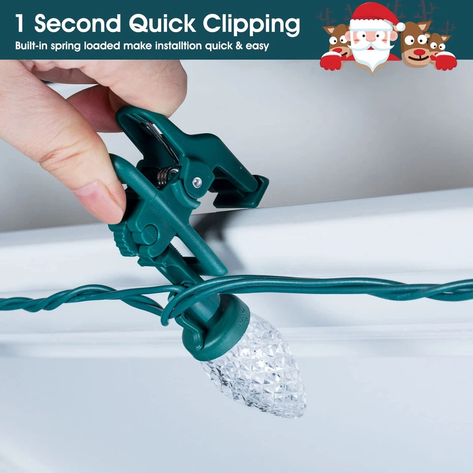 Luzes de Natal LED externas C9, 68 pés 100 luzes de corda LED C9 com 100 Sprin - Imagem 4 de 4