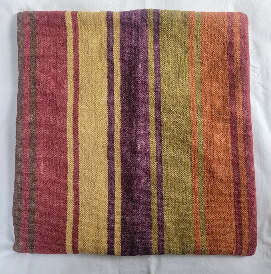 "Funda de almohada cuadrada de 18"" de colección Pottery Barn Kilim algodón lana a rayas pesada SIN USAR" Foto 2 de 4