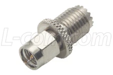 SMA MALE TO MINI UHF FEMALE NICKEL PLATED CONNECTOR ADAPTER 40815