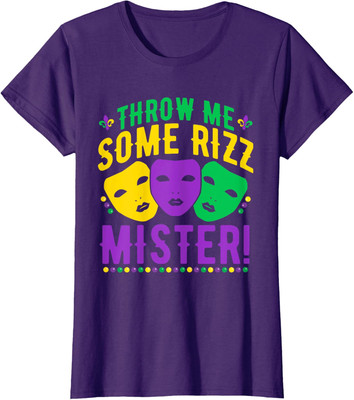 Throw Me Some Beads Mister Funny Rizz Mardi Gras Ladies' Crewneck T-Shirt