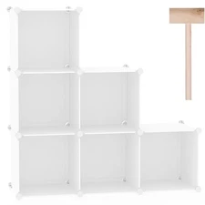 C&AHOME 6-Cube Storage Organizer, Stackable Cubes Shelves, Portable Bookshelf
