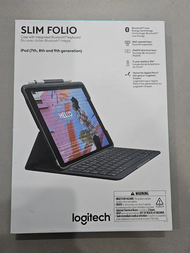 Logitech Slim Folio Case Integrated Bluetooth Keyboard iPad 7th & 8th Generation - Image 2 of 4
