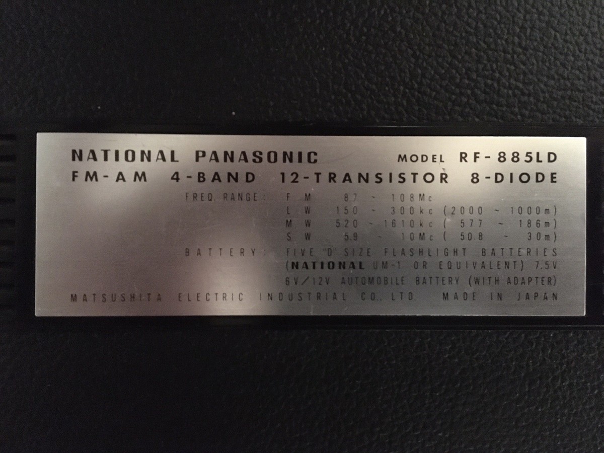 1968 German Market Panasonic National Radio Model RF-885LD | eBay