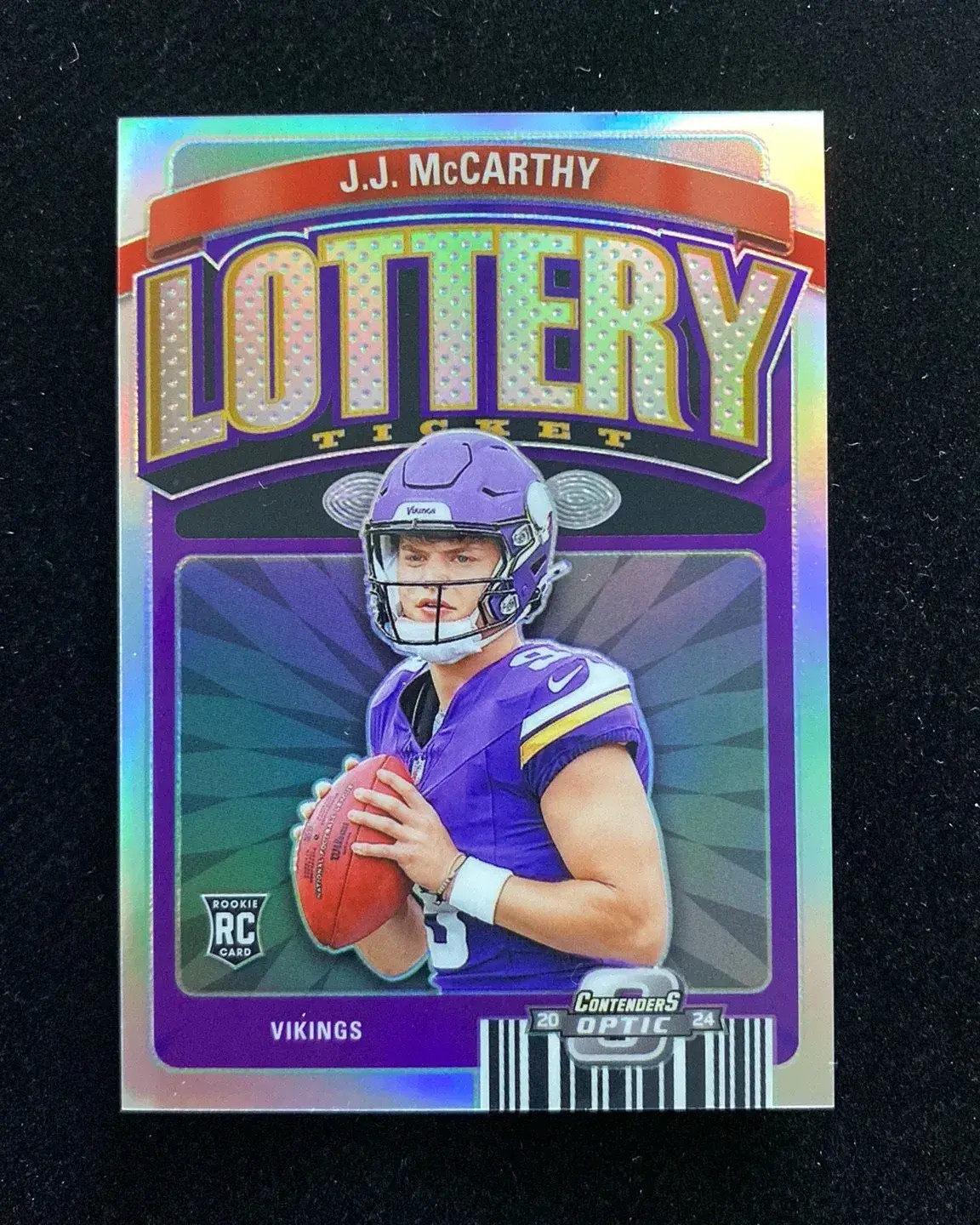 2024 Panini Contenders Optic Rookie RC J.J. McCarthy Lottery Ticket #LT-JMY JP